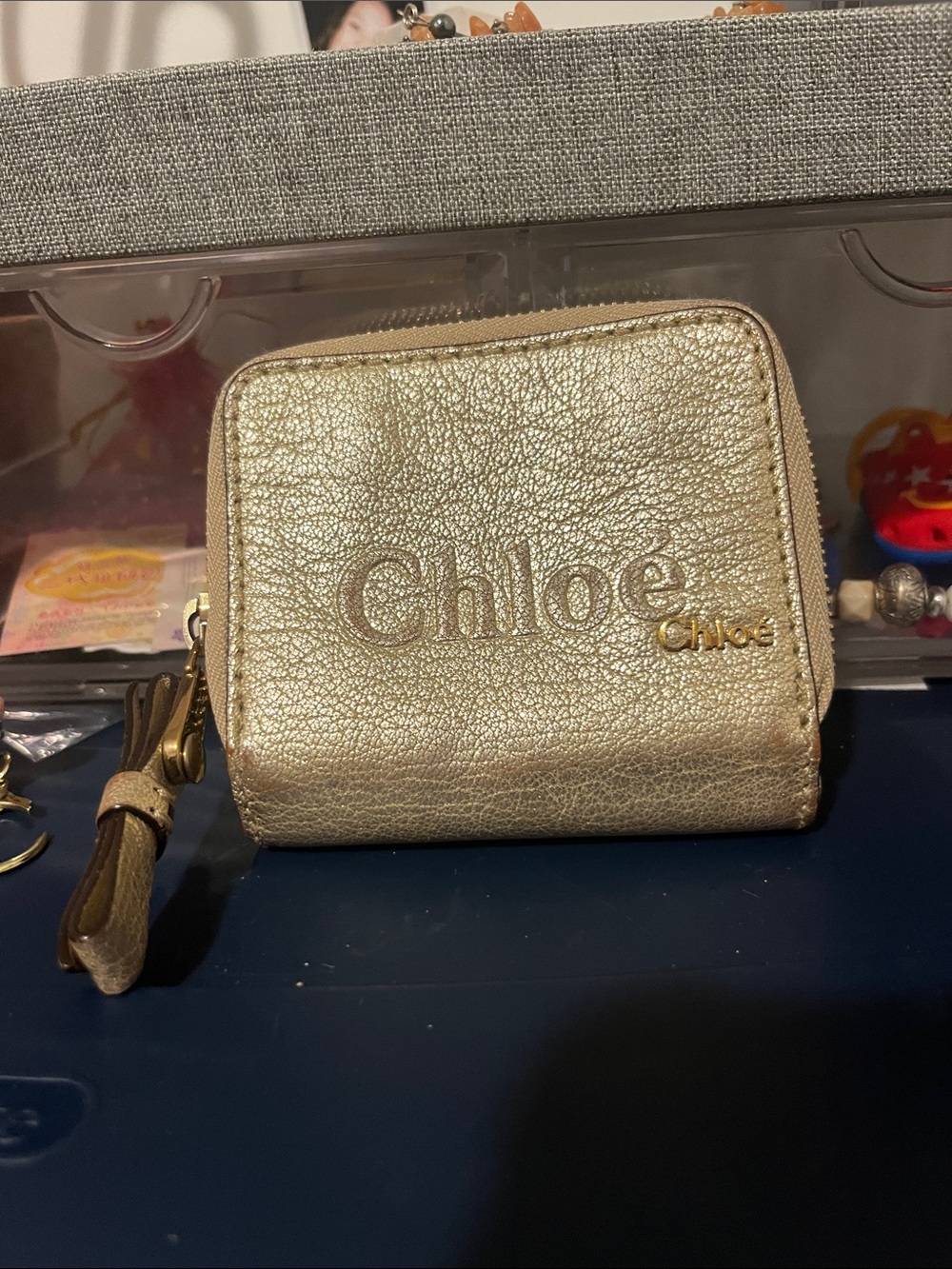 Cholé Small Metallic Gold Leather Zip Wallet